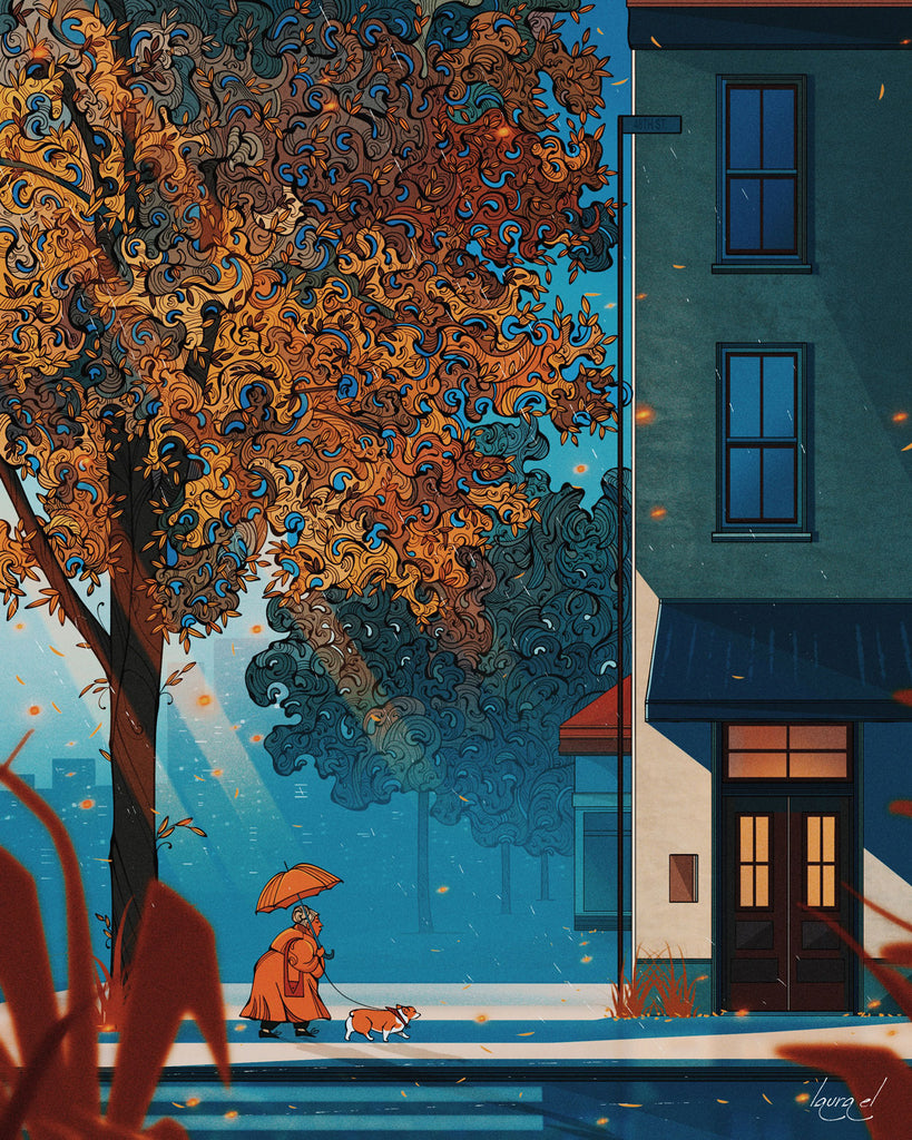 A Fall Stroll Art Print