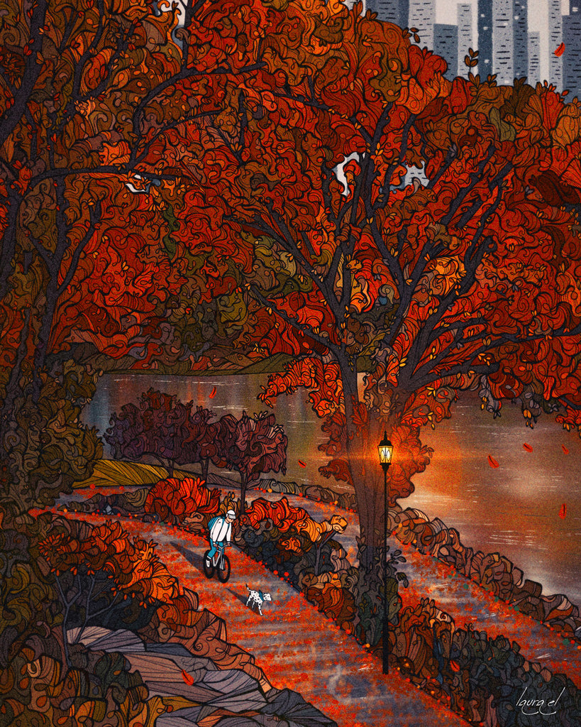 Autumn Bike Ride Art Print