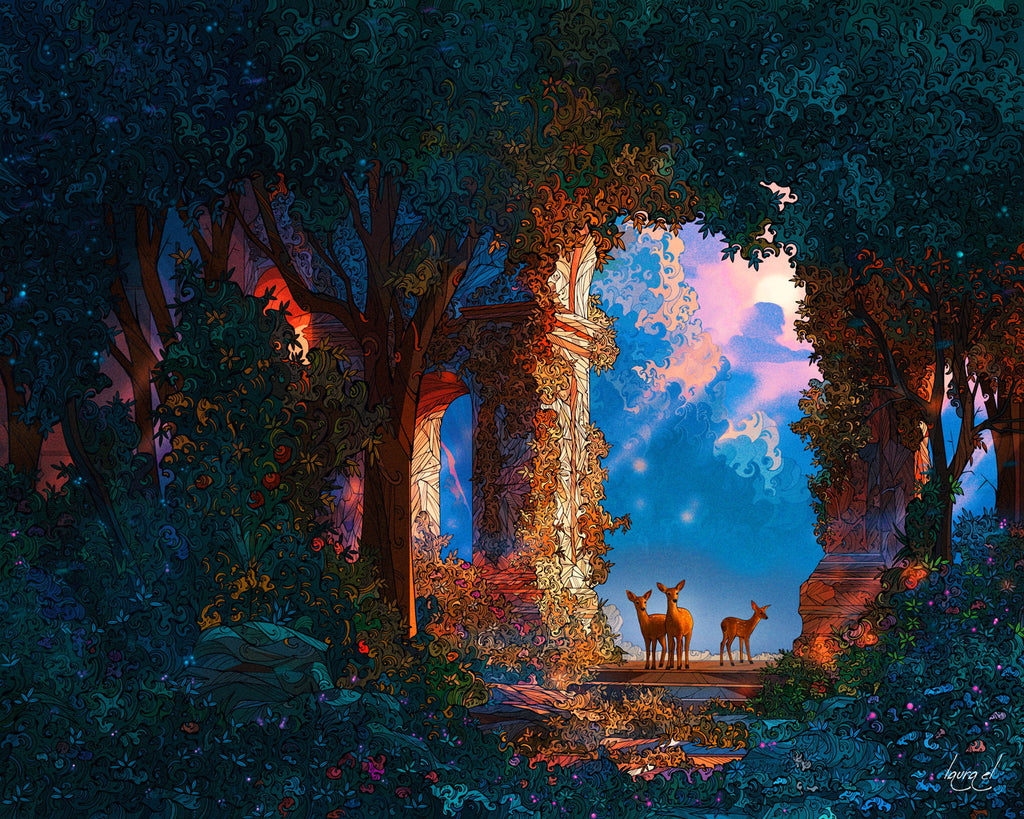 Where the Deer Stood Art Print