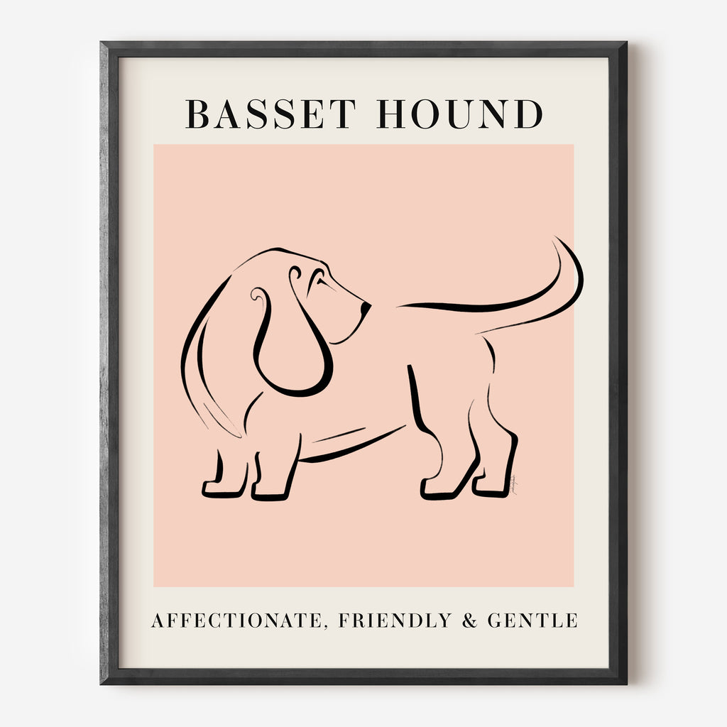 Basset Hound Dog Breed Line Art Print