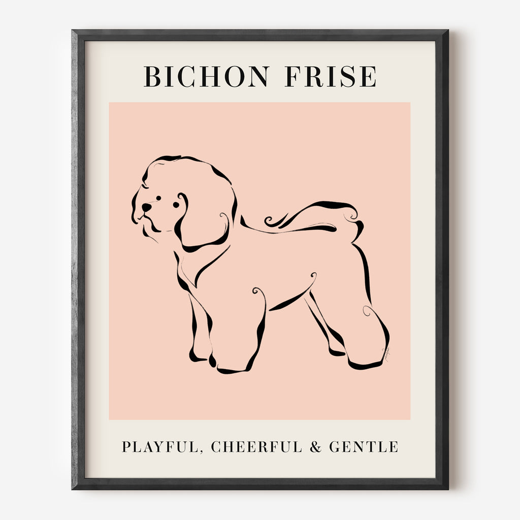 Bichon Frise Dog Breed Line Art Print