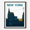 new york new yorker travel poster art print blue