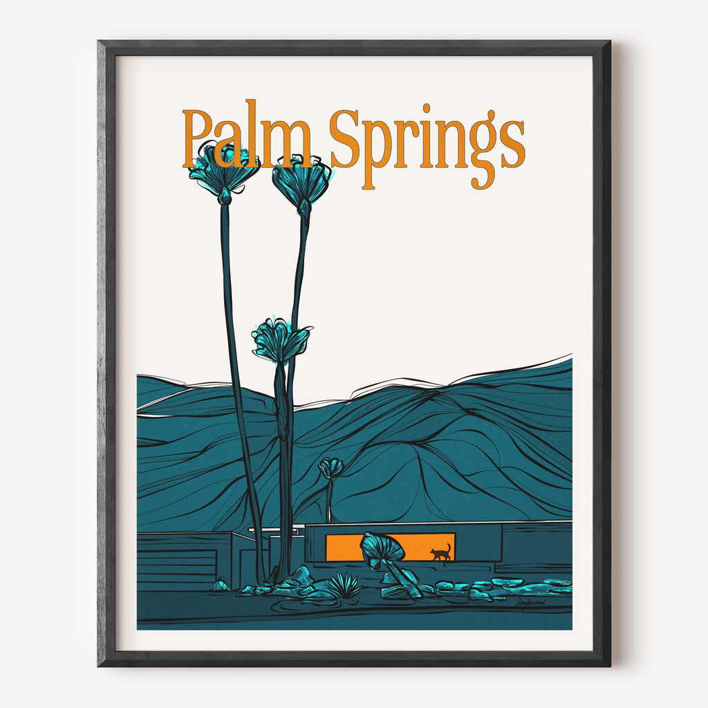 palm springs blue travel art poster 