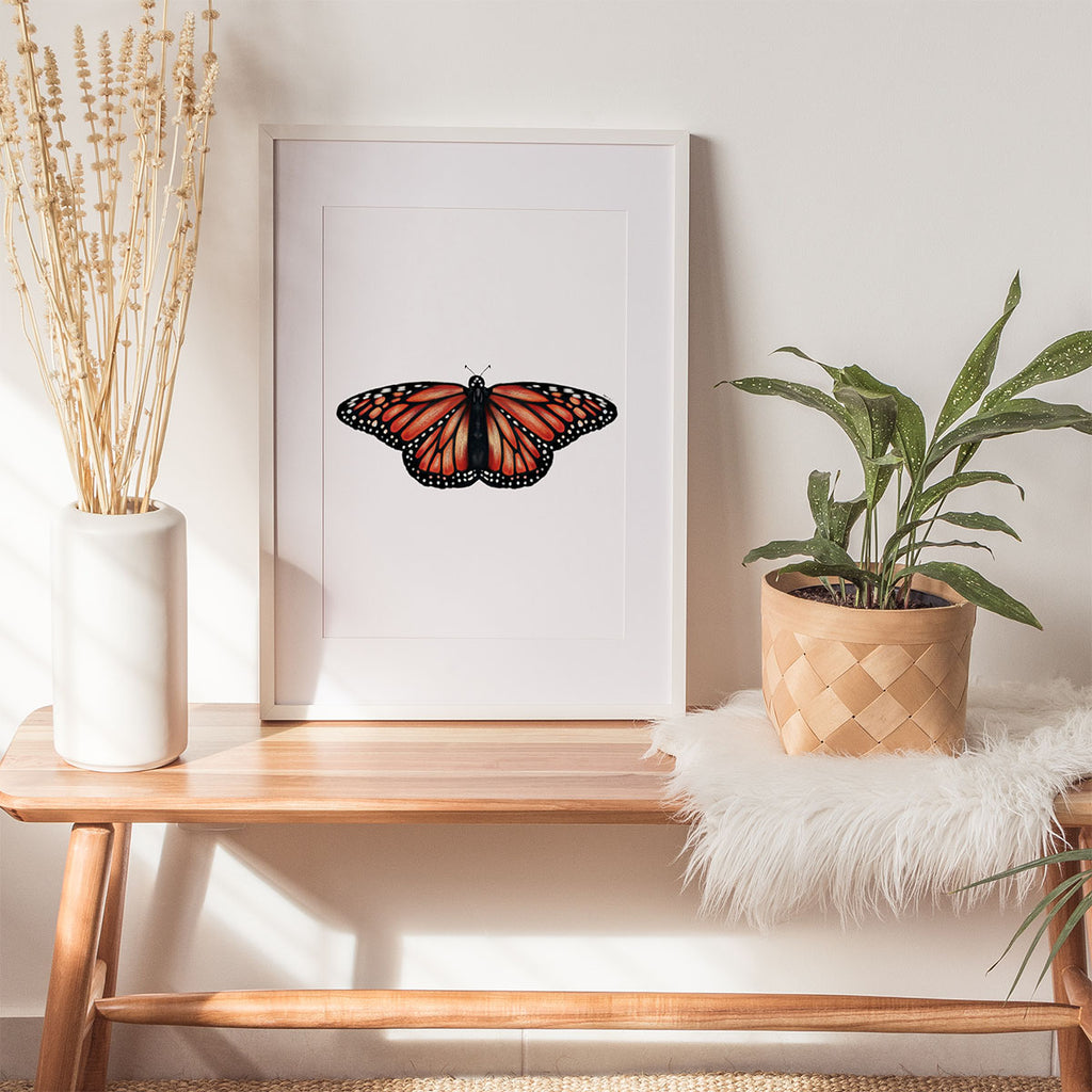Orange painted butterfly art print