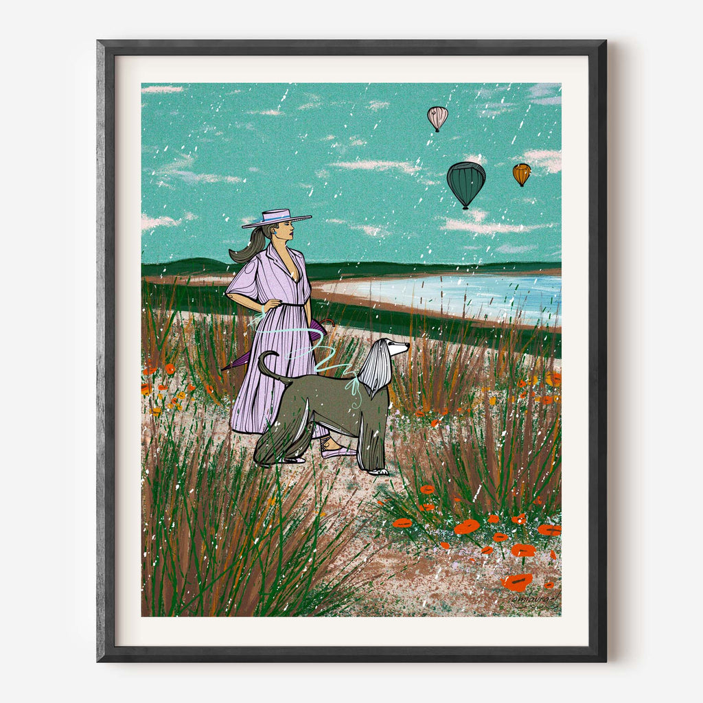 woman standing by the sea art print