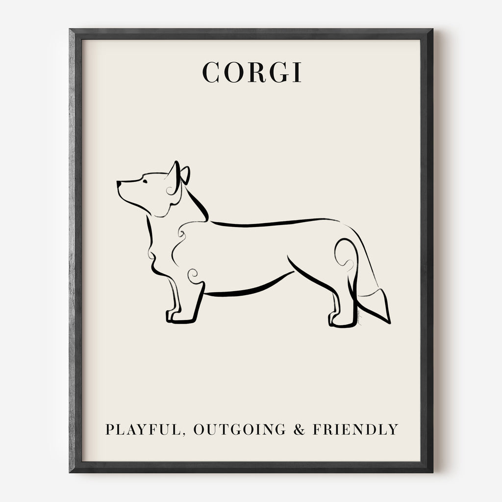 Corgi Line Art Print 16\, image size:1024x1024