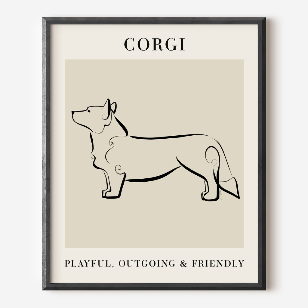 Corgi Dog Breed Line Art Print