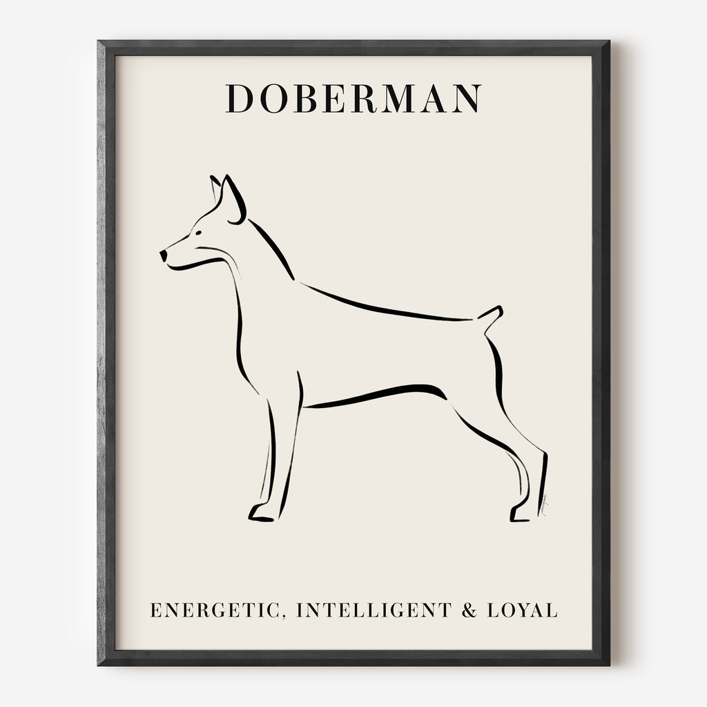 Doberman Dog Breed Line Art Print