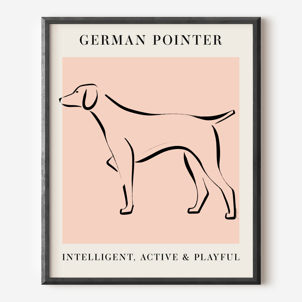 German Pointer Dog Breed Line Art Print