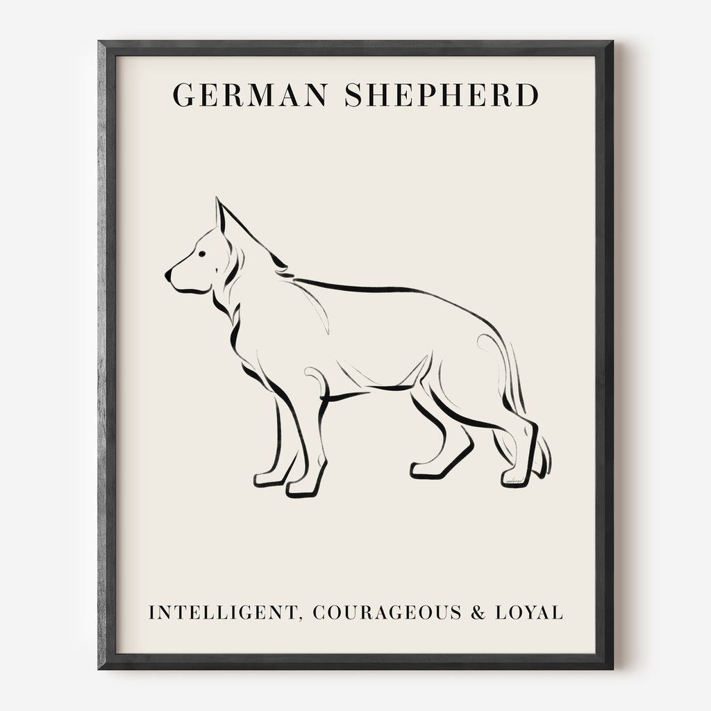 German Shepherd Dog Breed Line Art Print