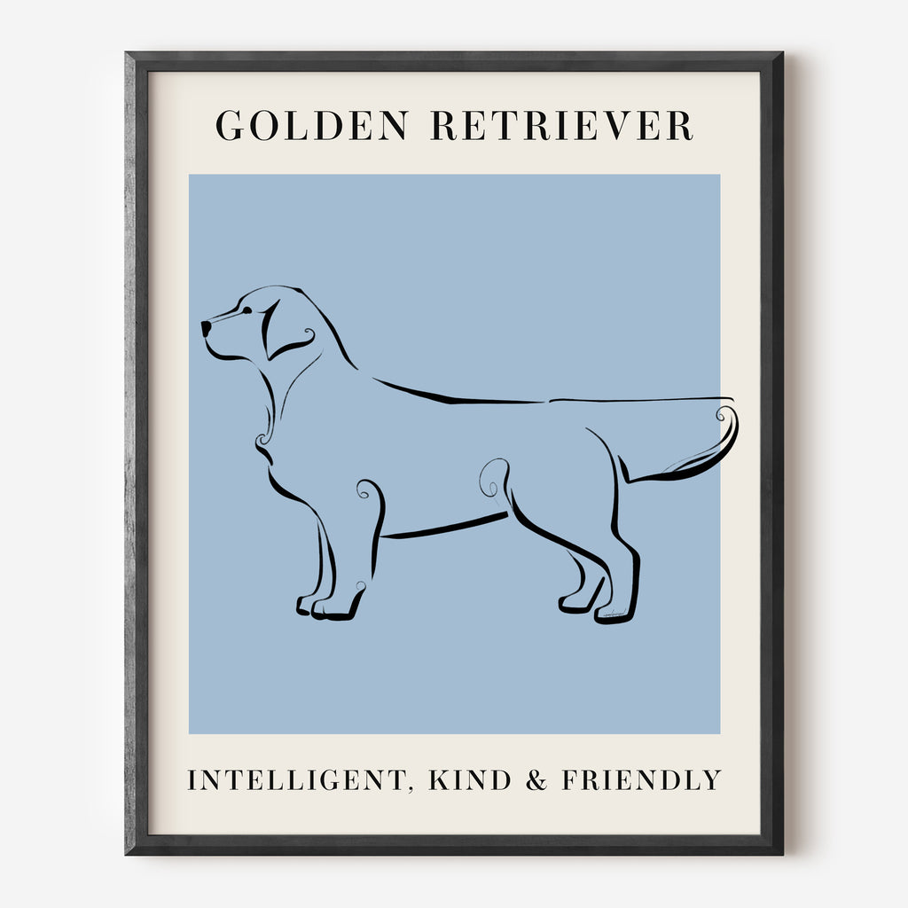 Golden Retriever Dog Breed Line Art Print