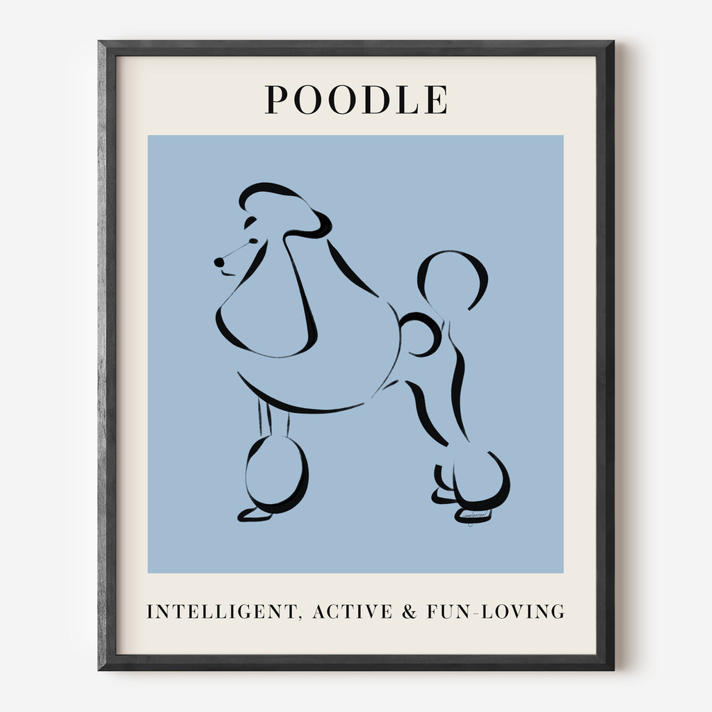 Poodle Dog Breed Line Art Print