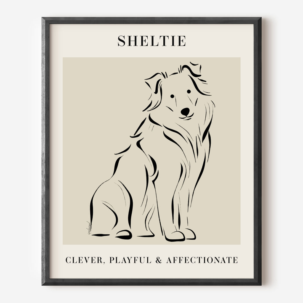 Sheltie Dog Breed Line Art Print