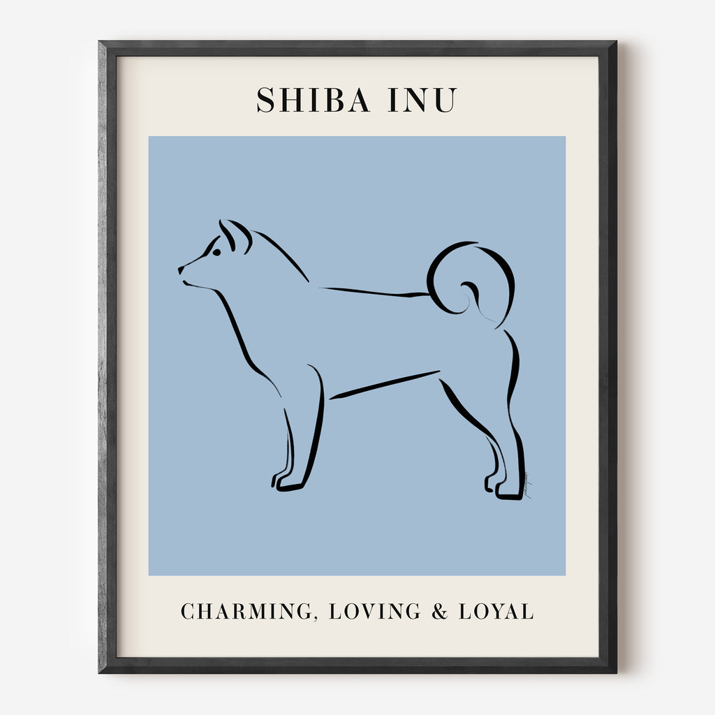 Shiba Inu Dog Breed Line Art Print