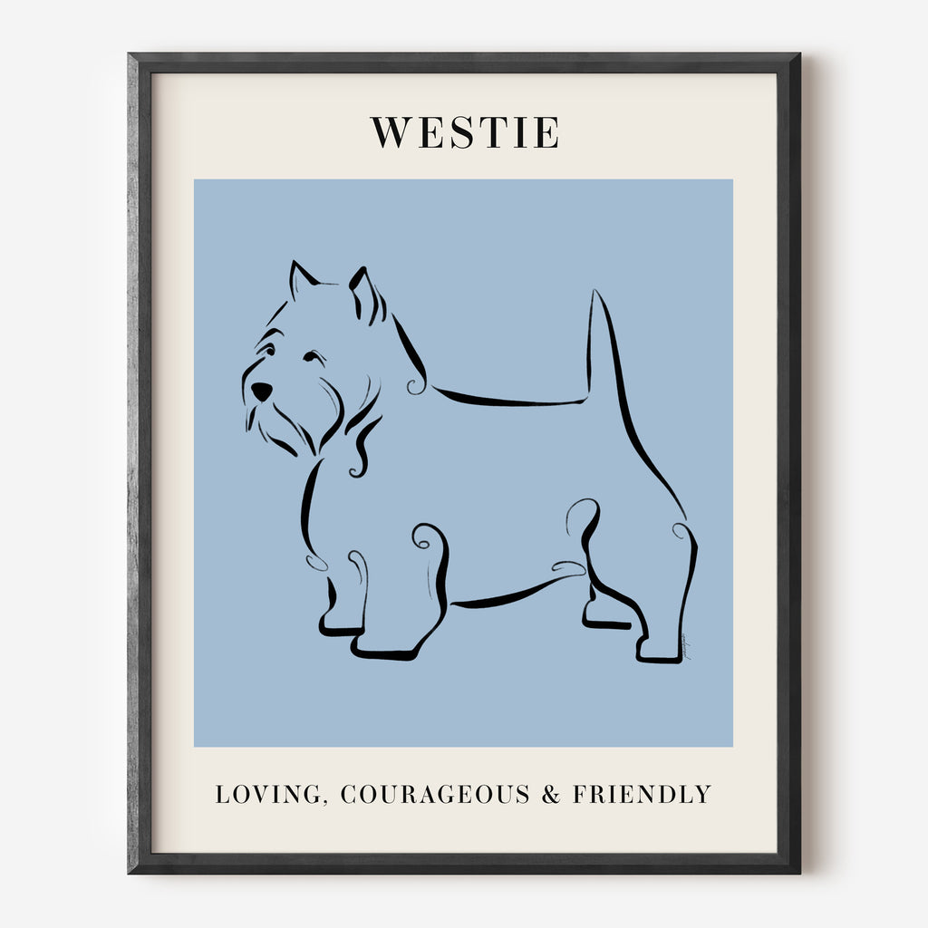 Westie Dog Breed Line Art Print