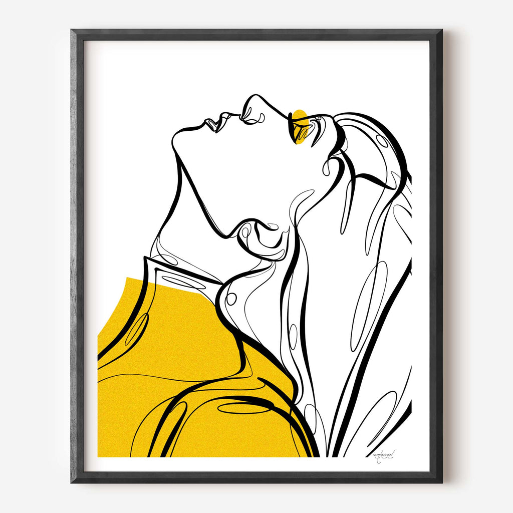 line art woman yellow 